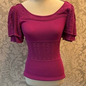 Catherine Malandrino Magenta Textured Blouse